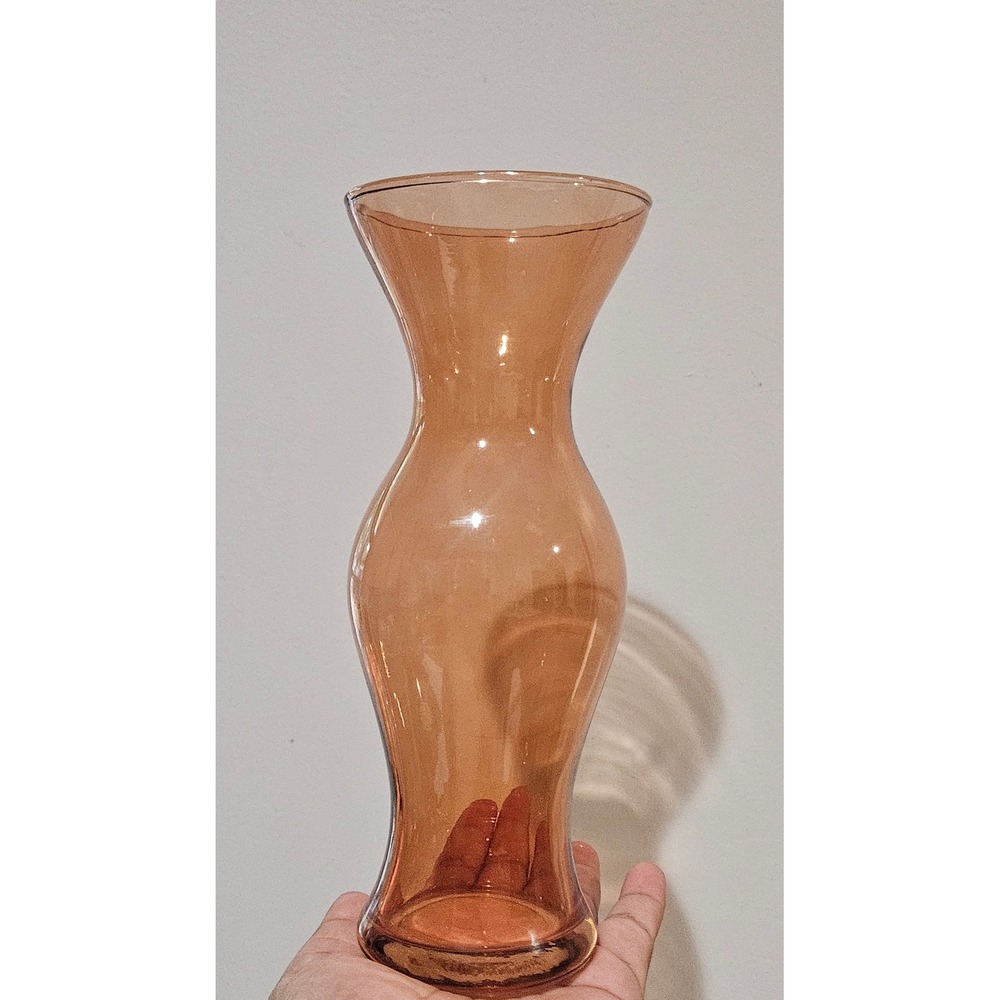 Vintage Glass Hourglass Vase Flared Rim Decor 9.5 Inch